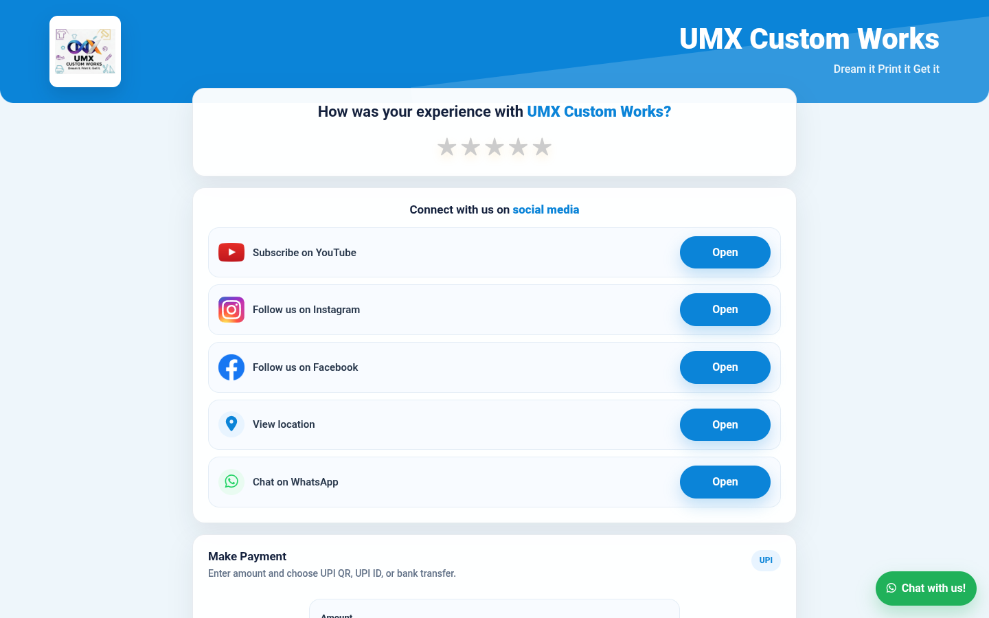 UMX Custom Works smart page sample