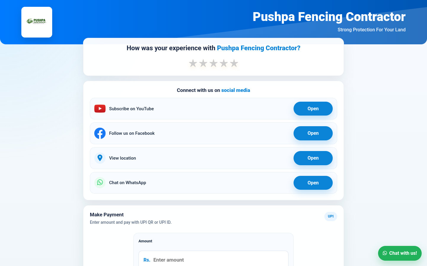 Pushpa Fencing Contractor smart page sample